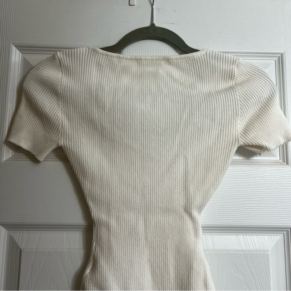 A&F Short-Sleeve Sweetheart Sweater Bodysuit - Picture 7 of 11